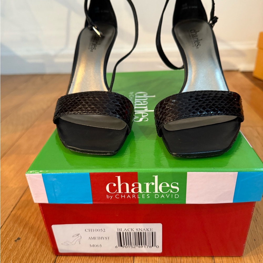 Charles David Black Snake Heels